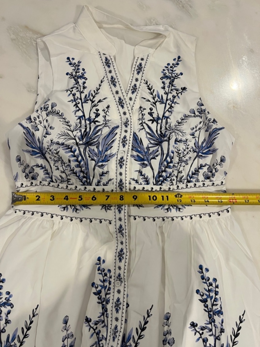 NWT Cupshe White Blue Floral Sleeveless Dress - Picture 10 of 11